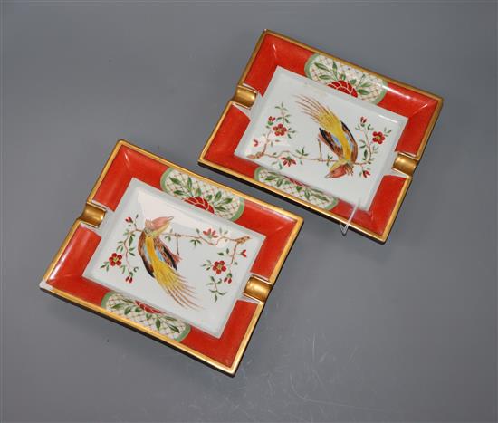 A pair of Hermes ashtrays, one chipped width 19cm